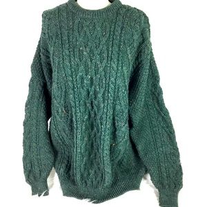 Pure New Wool Sweater Unisex the Worldwide Mill Co Green Cozy Warm NEW